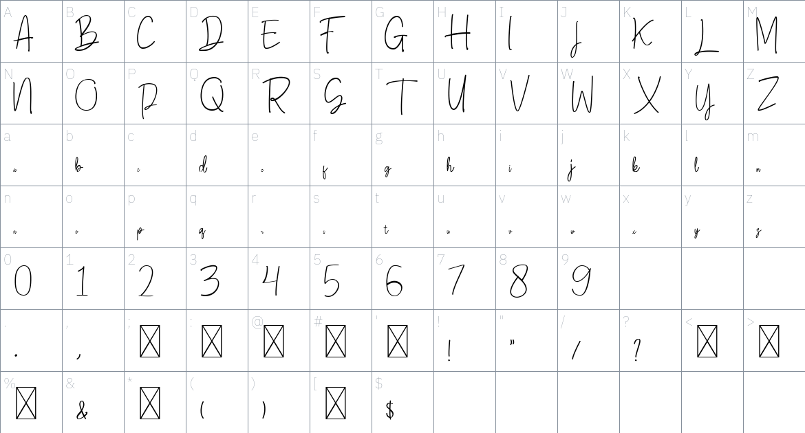 Mary Geoise font Character Map