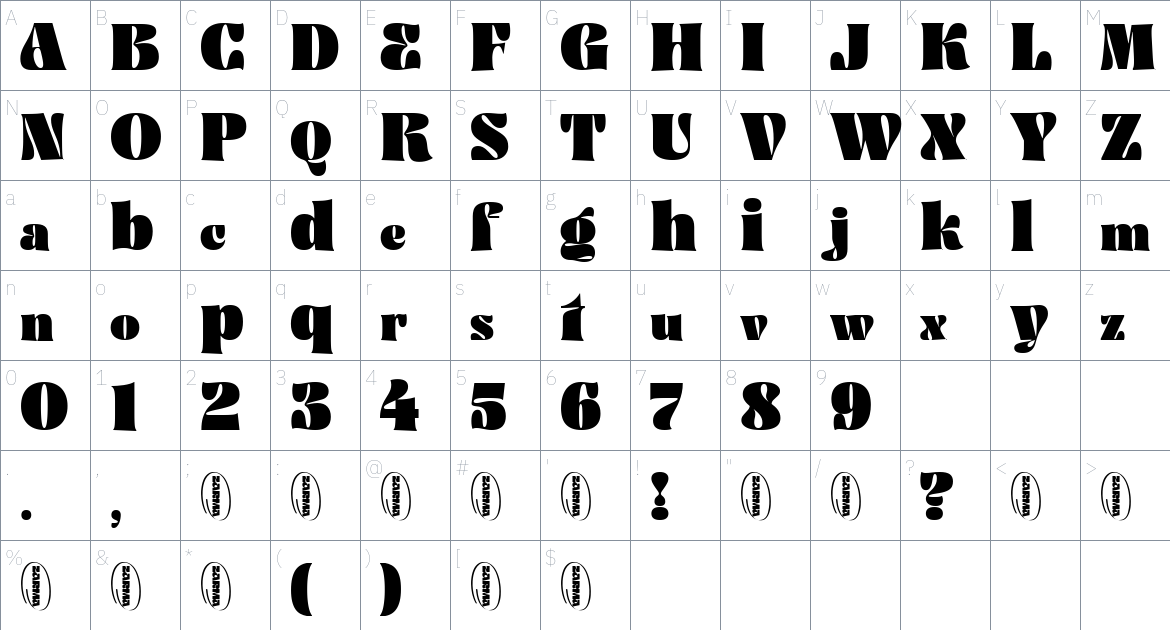 Ayuga Font font Character Map