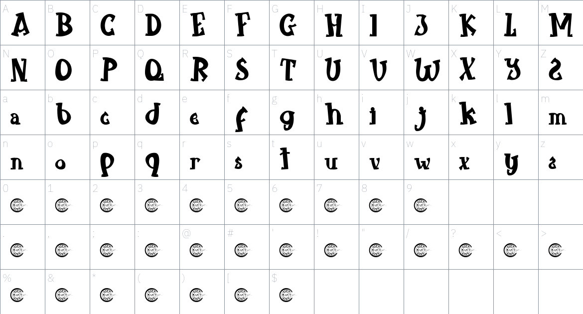 Baby Drakula font Character Map