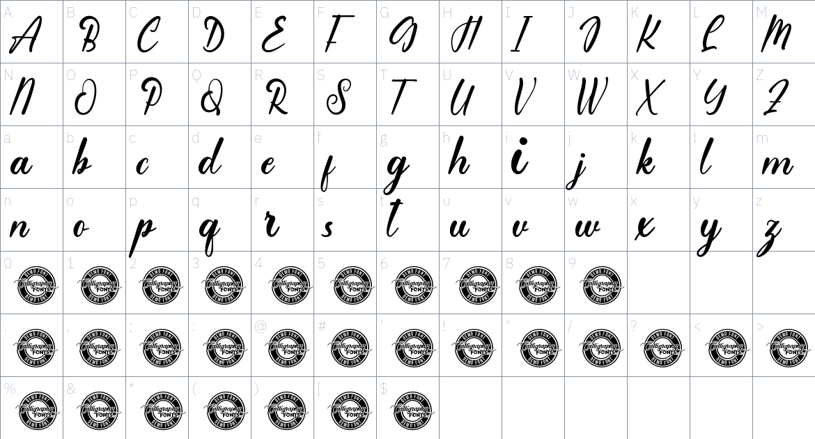 South Queensland font Character Map