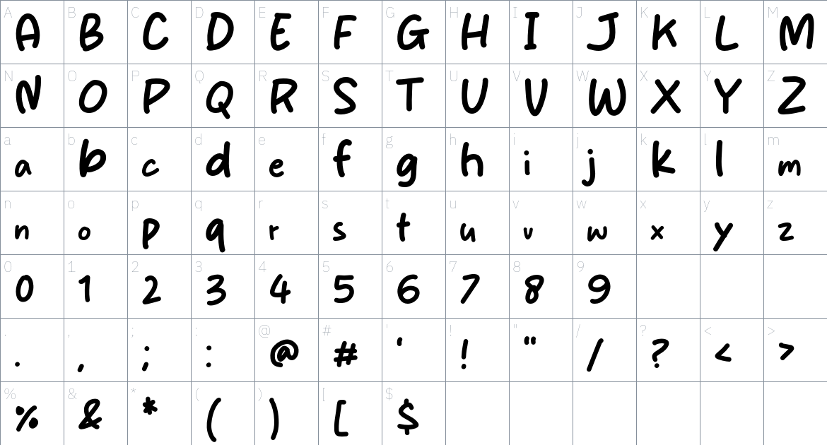 Smile Nice font Character Map