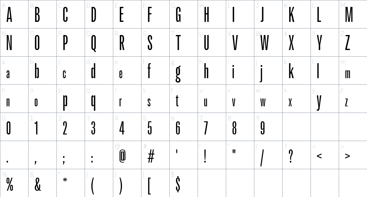 LT Eyesight font Character Map