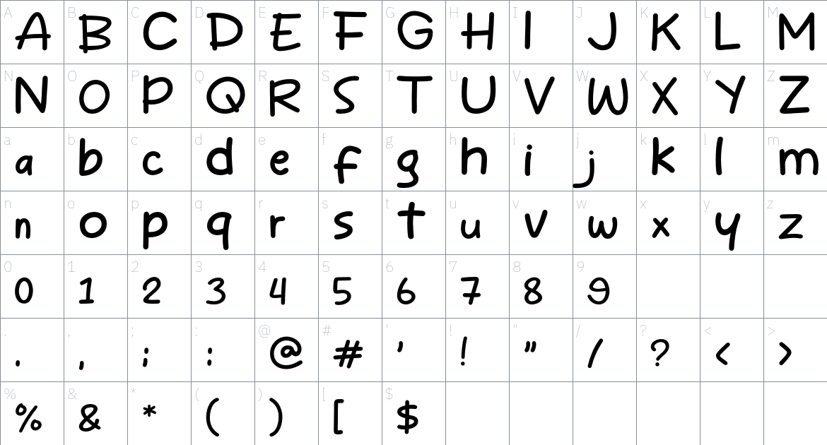 Howlimit font Character Map