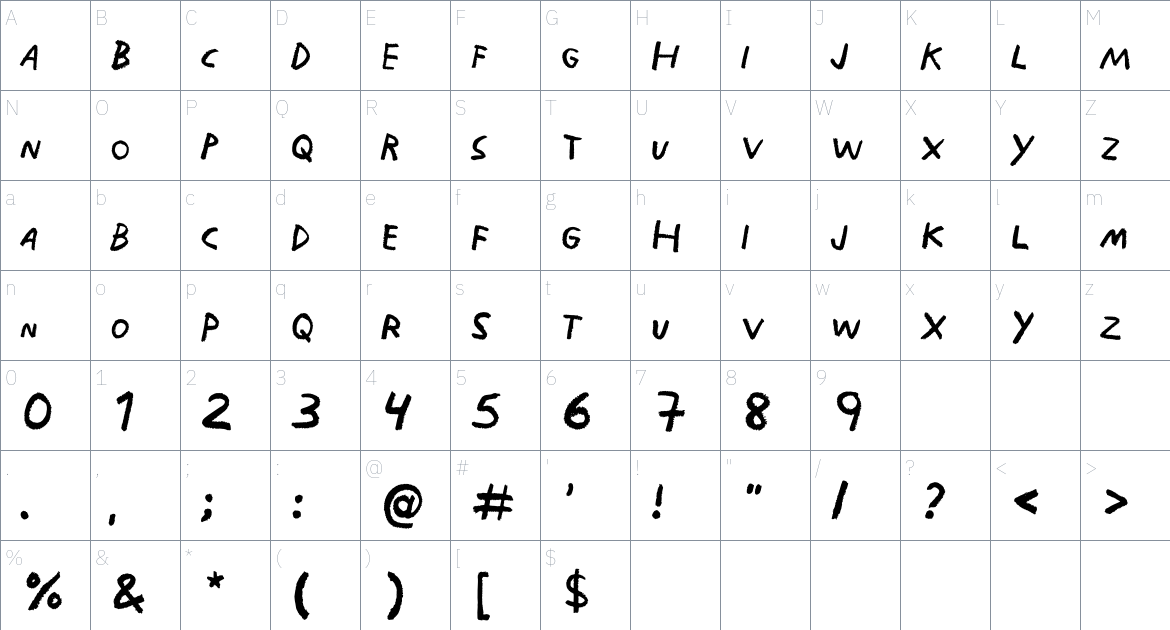 Post Font font Character Map