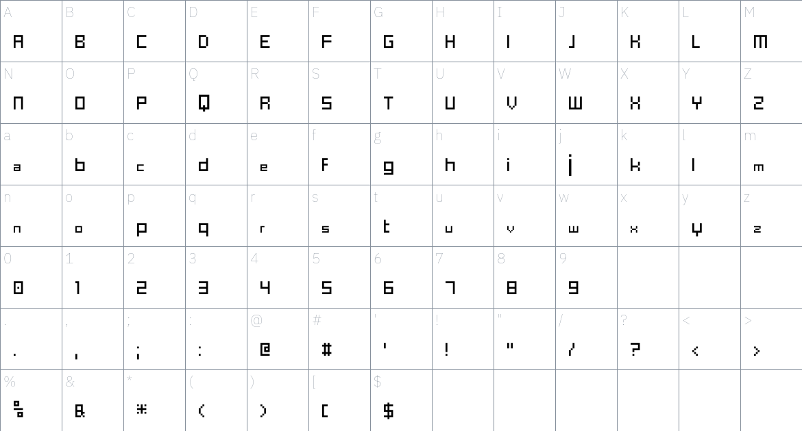 Schoon Square Font font Character Map