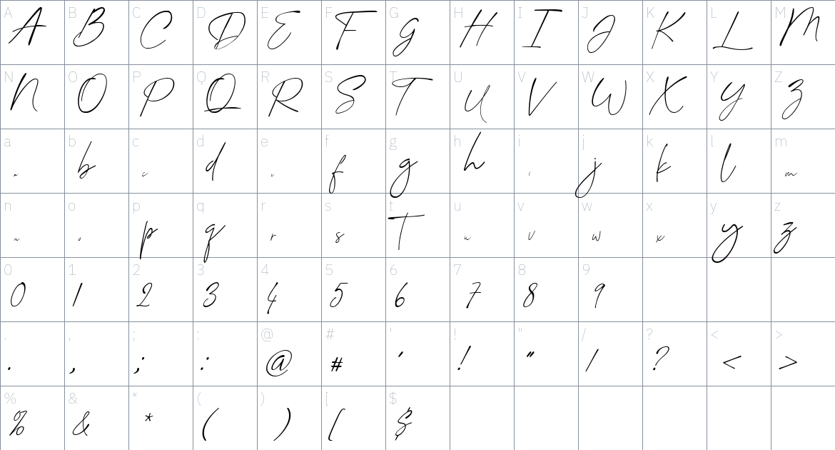 Shadhowiest font Character Map