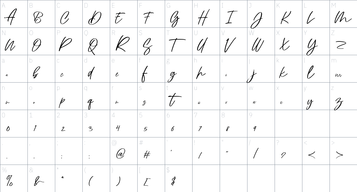 Arcadia Font font Character Map