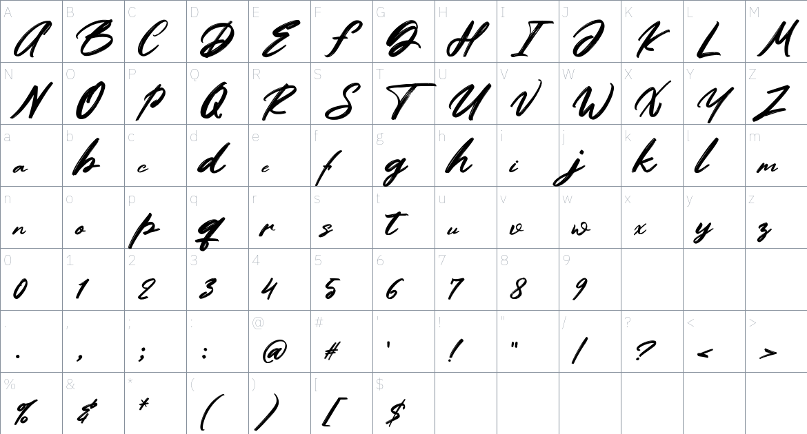 Airwhite font Character Map