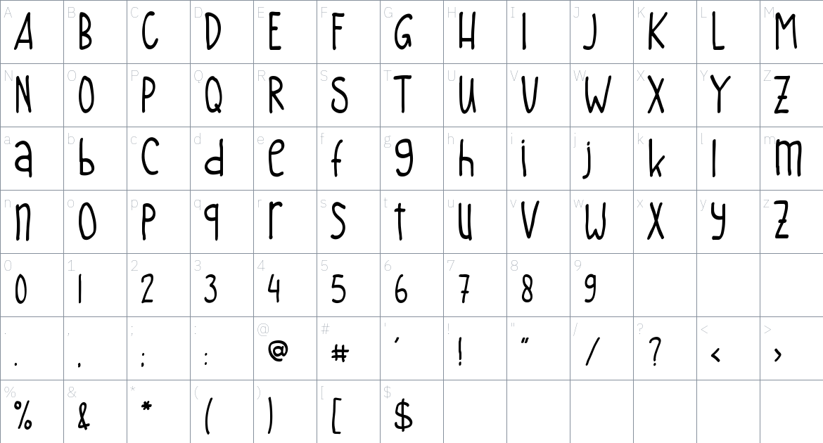 Kinderplay Font font Character Map