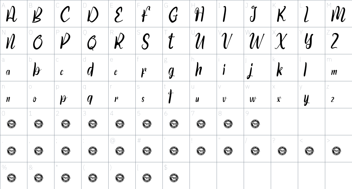 April Dump font Character Map