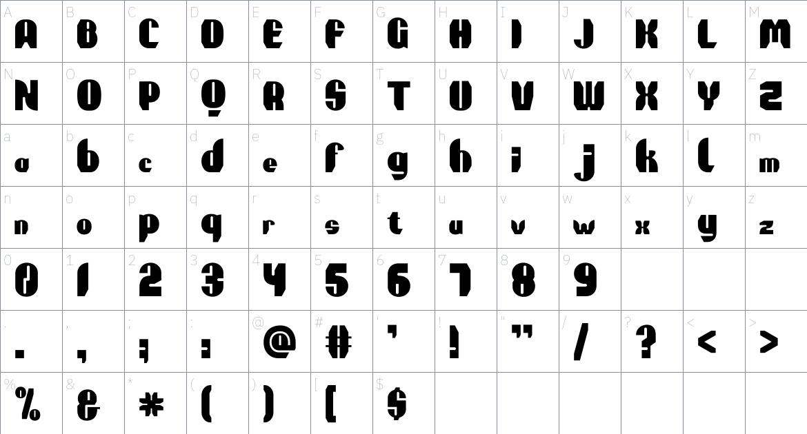 Kunto font Character Map