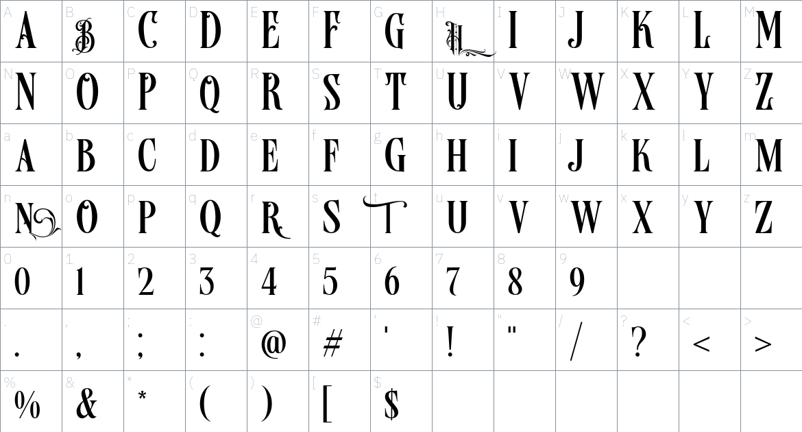 Brown Hunter Font font Character Map