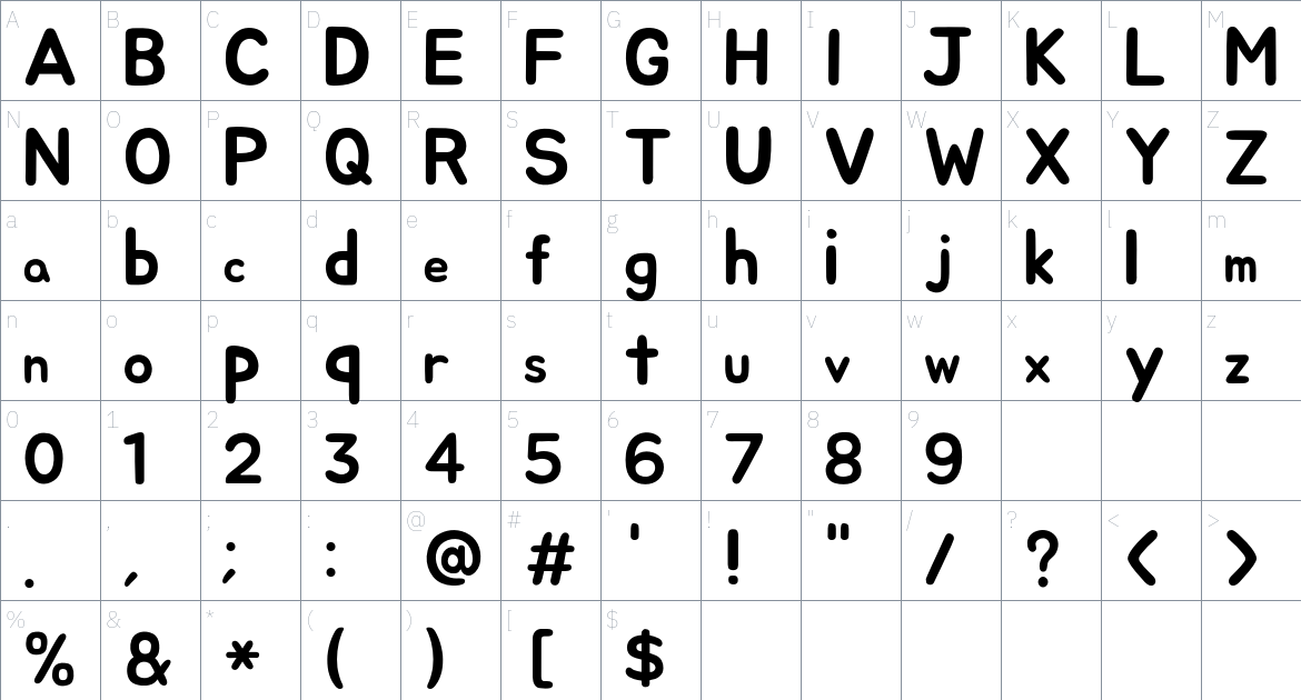 Jua Font font Character Map