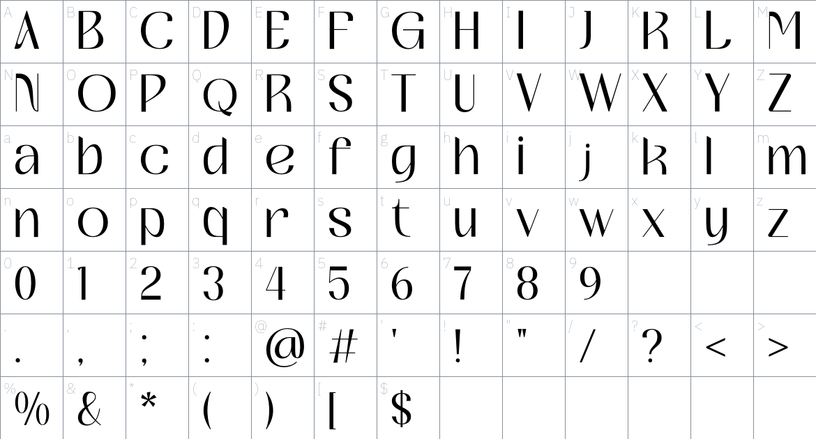 Authentype Studio font Character Map