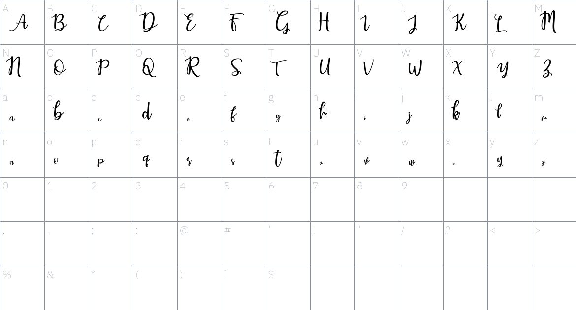 Earcy Day Font font Character Map