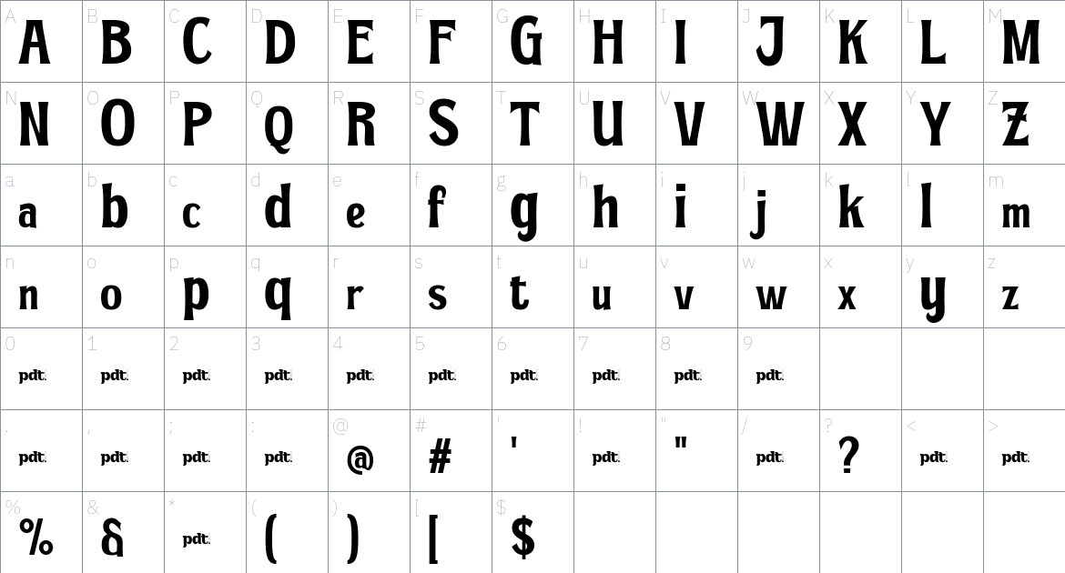 Akoodi font Character Map