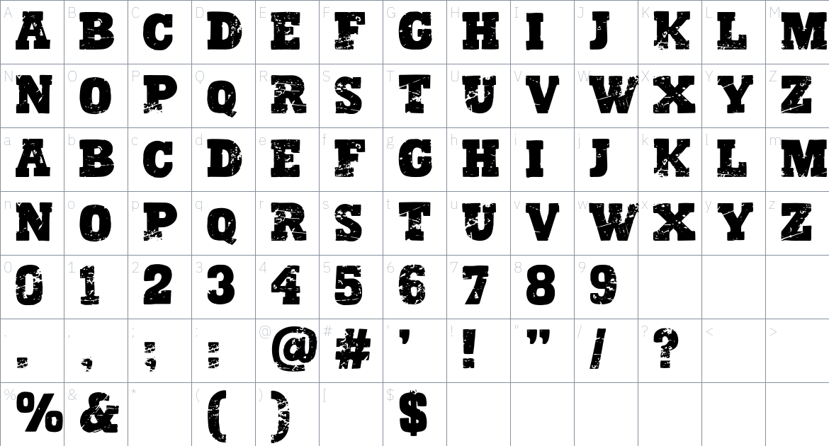 Sunday Sport font Character Map