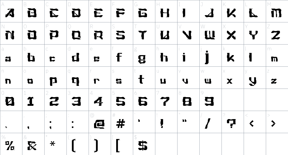 Achron Font font Character Map