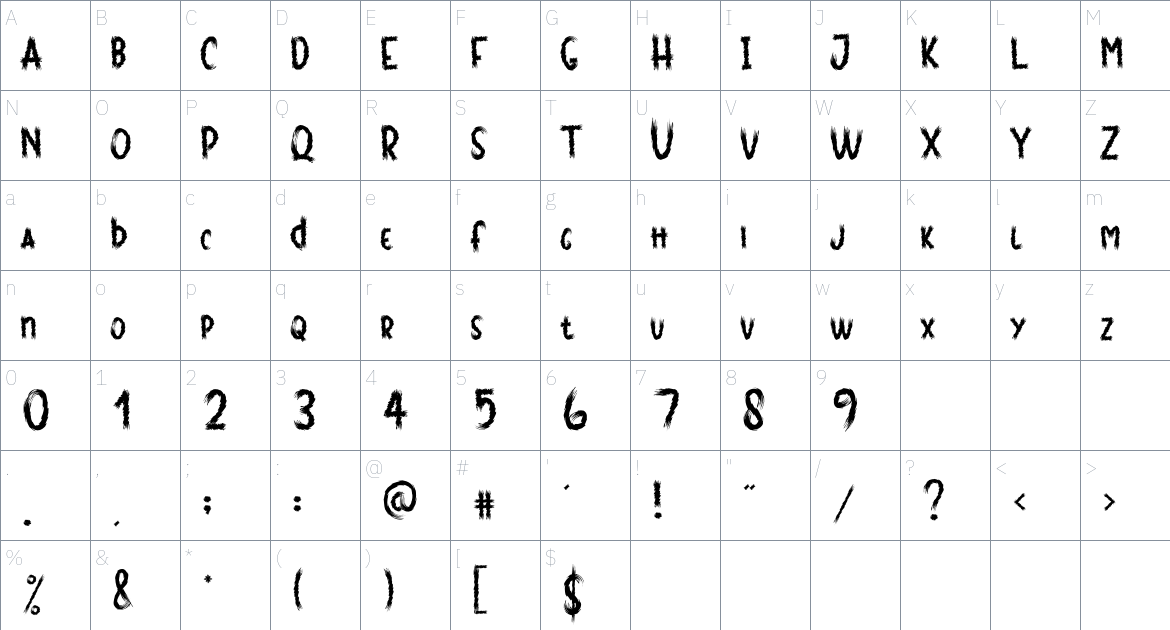 Ghost Cave font Character Map