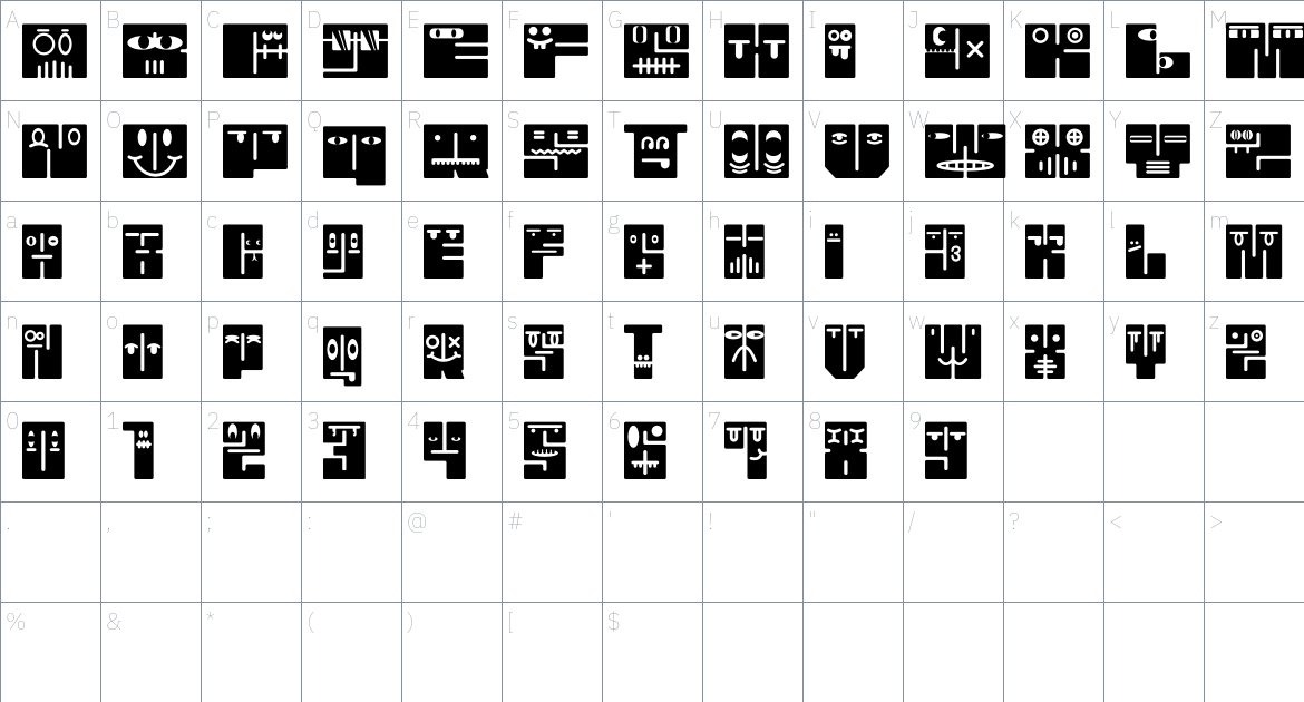 Monssla Doodle font Character Map