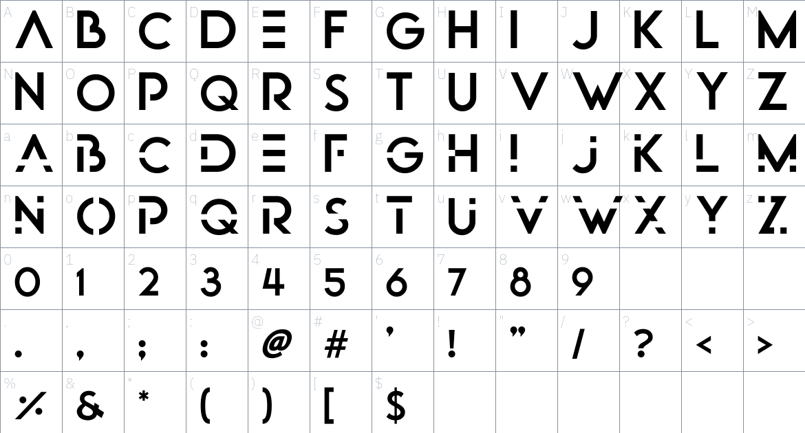 File Deletion font Character Map