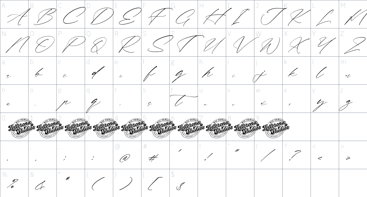 Fasttelo Engelliy font Character Map