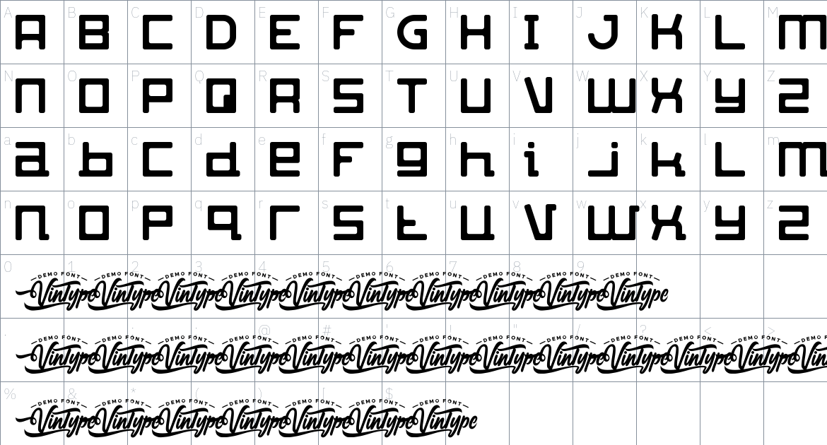 Speed Limit font Character Map