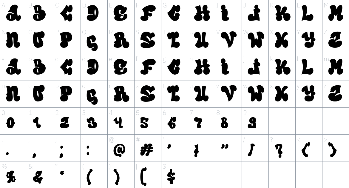 Bracheri font Character Map