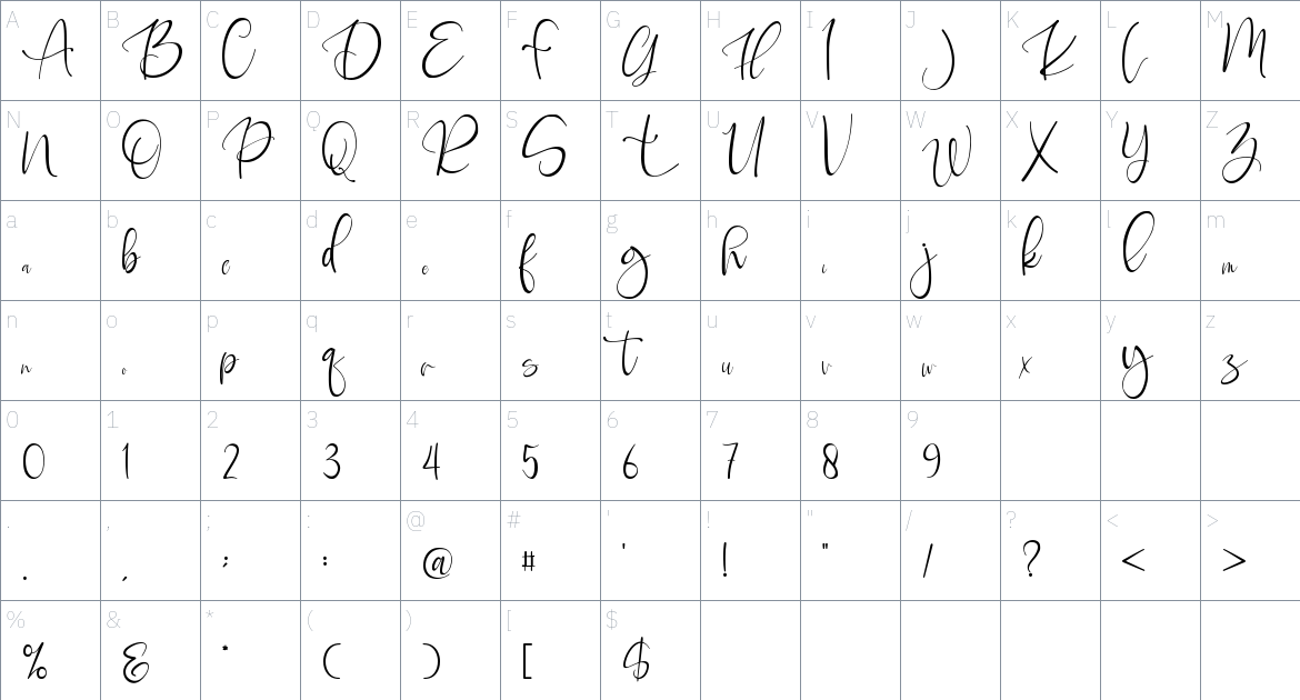 Weldone font Character Map