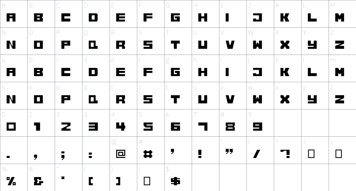 NLS Galactica Font font Character Map