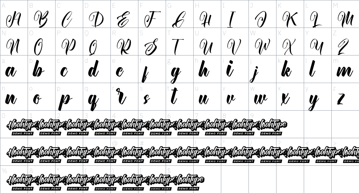 Sidedream font Character Map