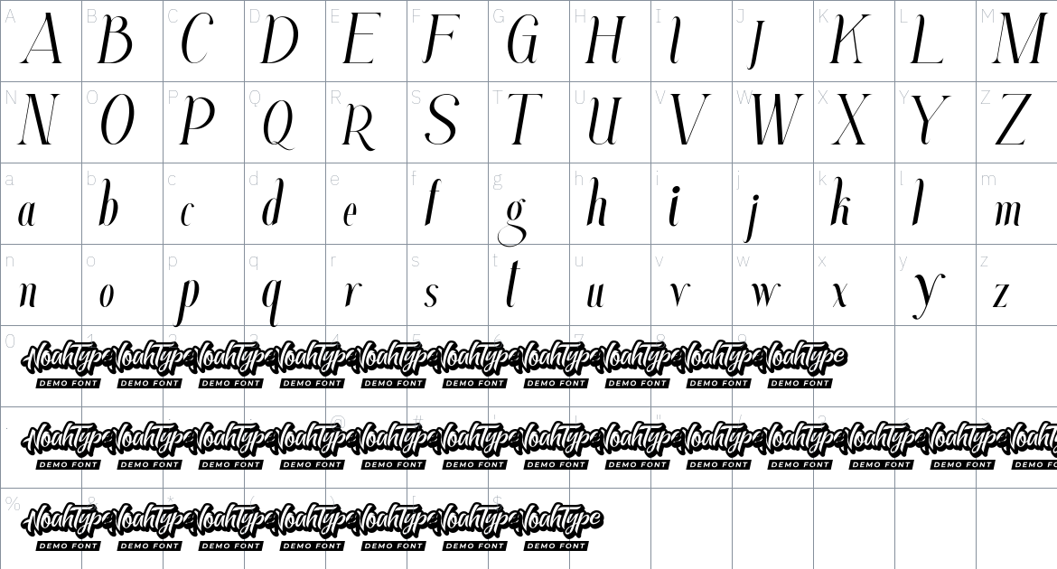 Bricklay font Character Map