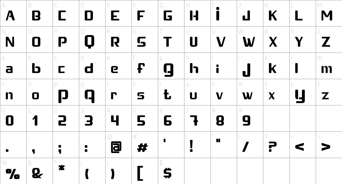 Fontick Font font Character Map