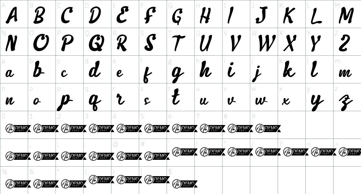 Raden Ayu font Character Map