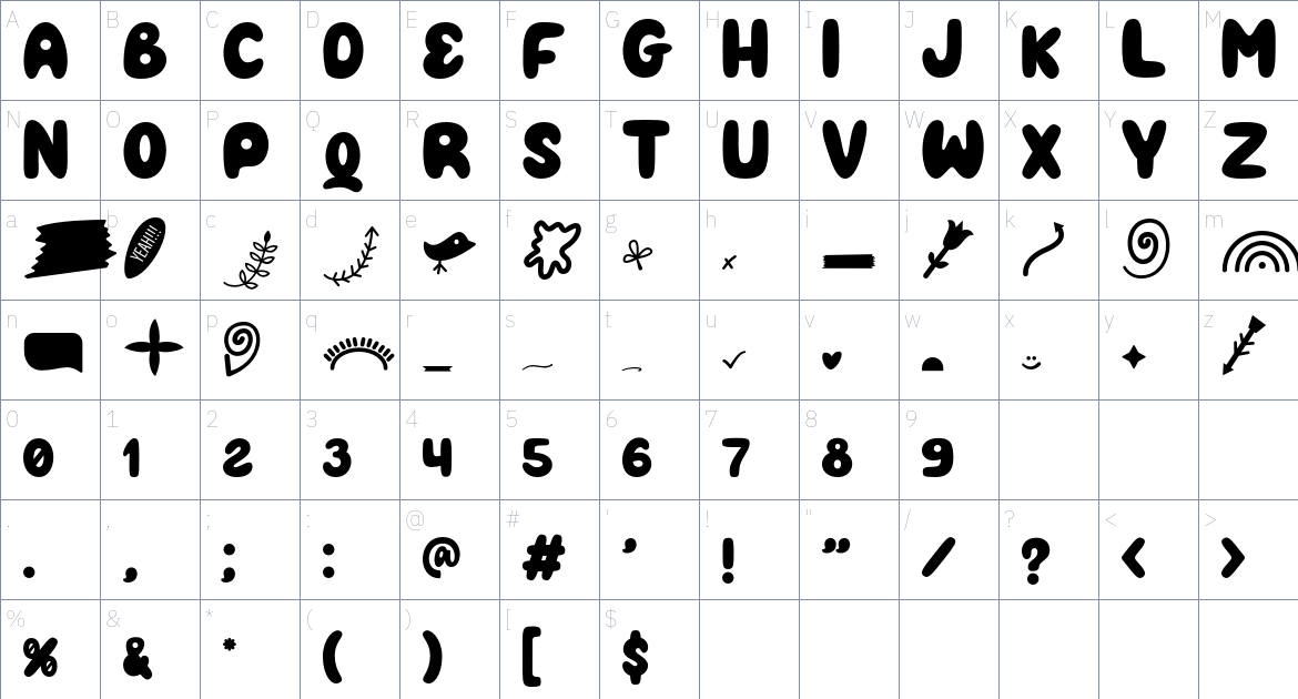 Kidmans Font font Character Map