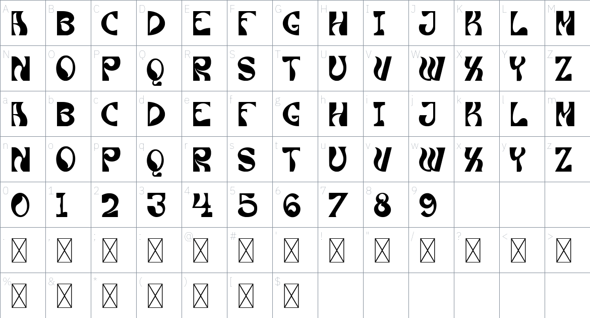 Lemans font Character Map