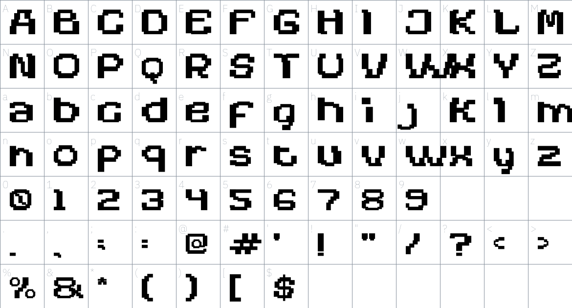 Mespix font Character Map