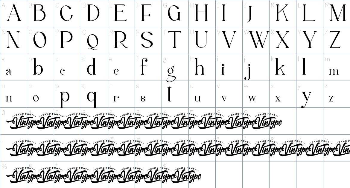 Marine Parade font Character Map