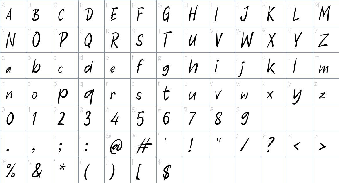 j Journey Diary font Character Map