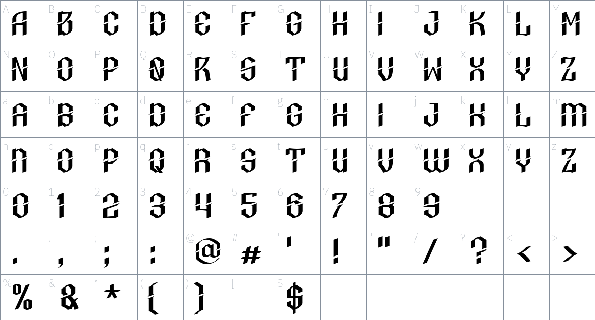 Jalompo Font font Character Map