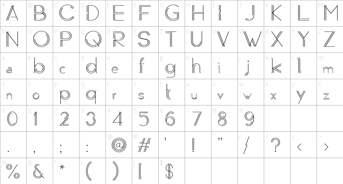 Typoliner Font font Character Map