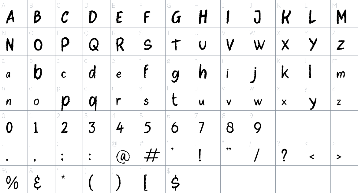 Raftlife Legacy font Character Map