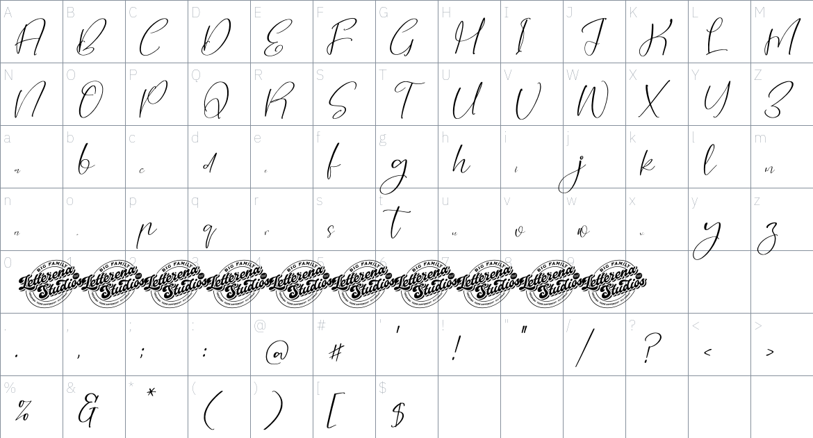 Silhuettes Girlstar font Character Map