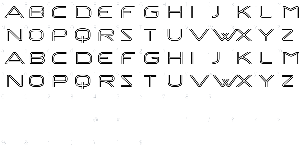 Multicontroller font Character Map