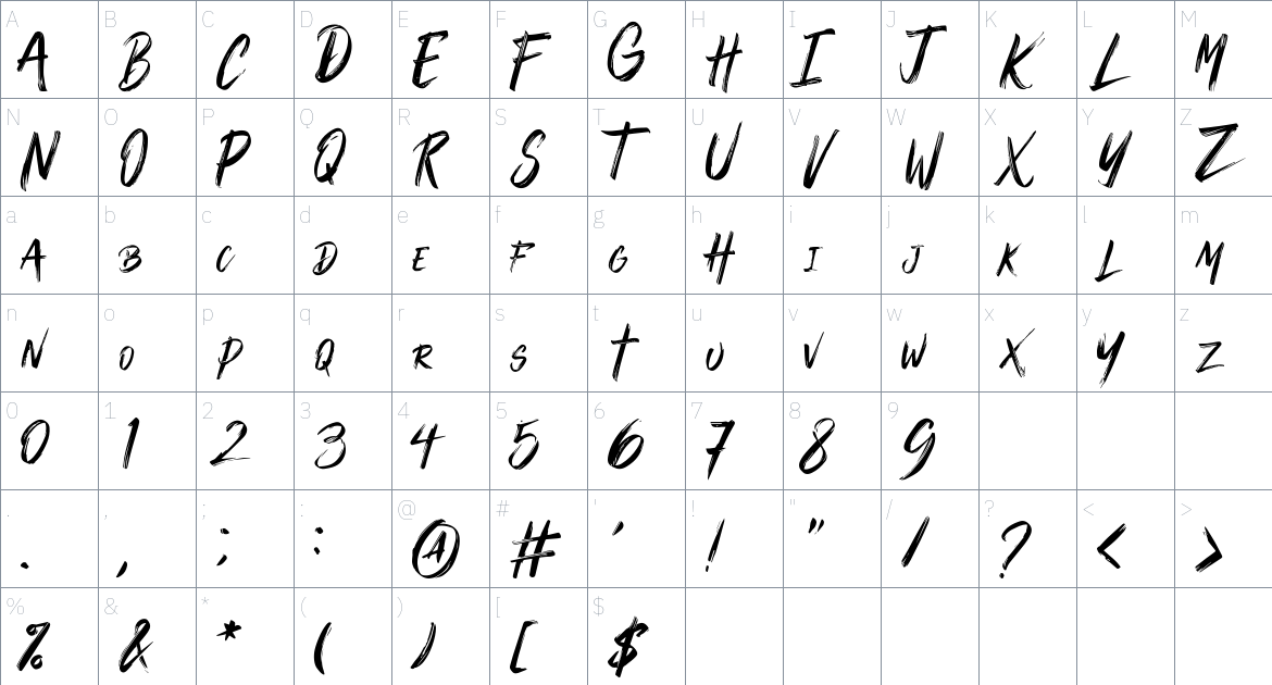 The Lamon Black font Character Map