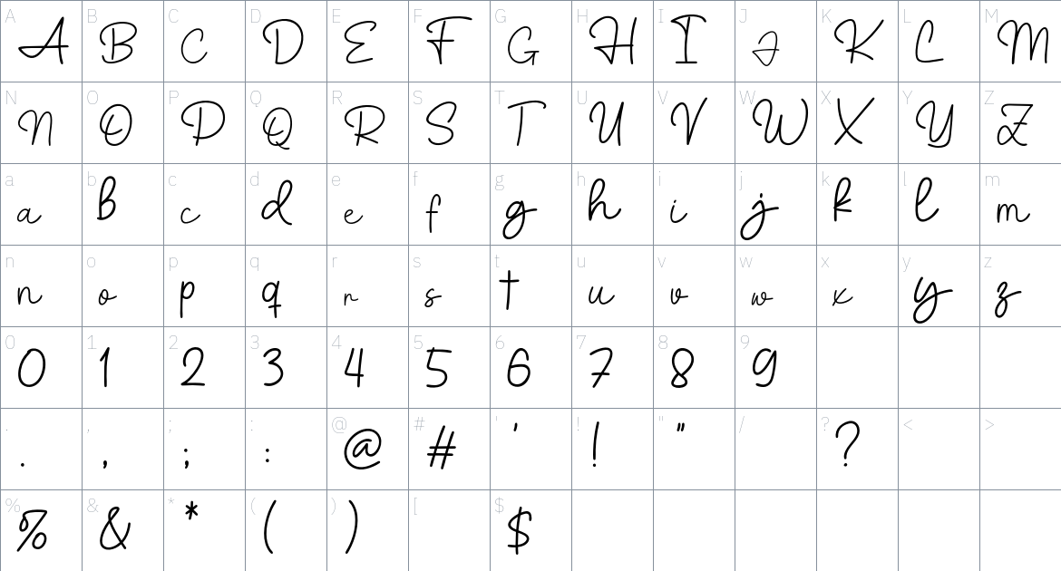 Holyplan font Character Map