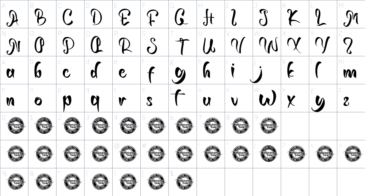 Money Flow font Character Map