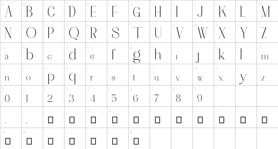 Motherva Font font Character Map