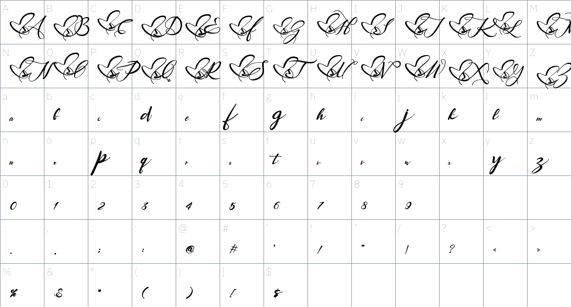 Faithe font Character Map