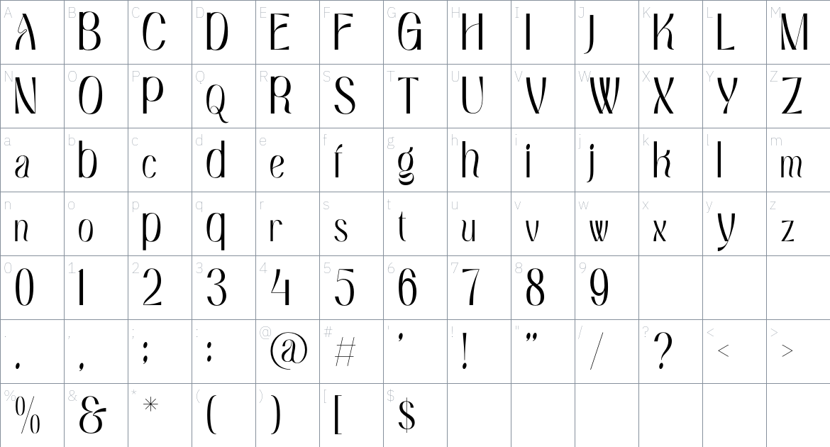 Amonx Font font Character Map